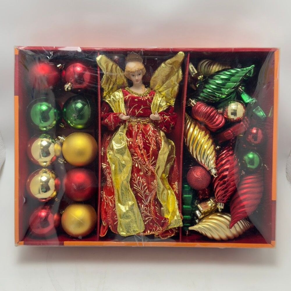 Home Accents Holiday 50pc Shatter Resistant Ornament Set with Angel Tree Topper